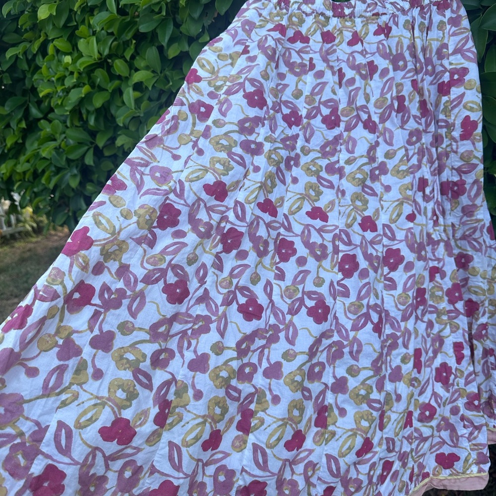 Velvet by Graham & Spencer Pink and Green Floral A-Line Skirt